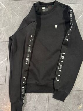 G-Star Black Crewneck Sweatshirt with Branded Sleeve Tape